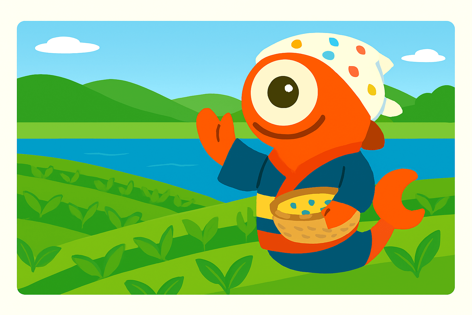 埼玉の名産 狭山茶の茶畑のイラスト